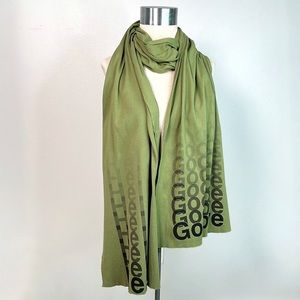 Hello Goodbye echo print green and black cotton scarf